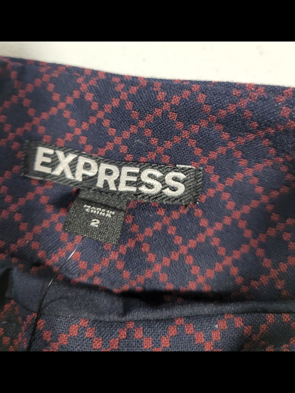 Express Pink & Navy Diamond-Print Pencil Skirt - Picture 2 of 4